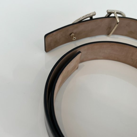 VALENTINO GARAVANI BLACK PATENT EMBELLISHED BELT SIZE 80 / 32 main image 12